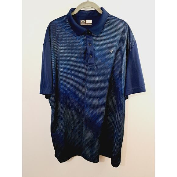 Callaway Polo Men's Blue XL Golf Striped Athletic Shirt Sports Collared 3 Button - Picture 1 of 4